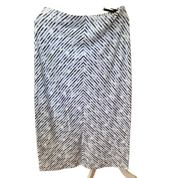 J Jill Asymmetric stripes stretchy knit white/blue multi Pull On Maxi skirt Sz S - Picture 1 of 8